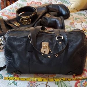 Georgous Juicy Couture Black Leather Purse, Tote